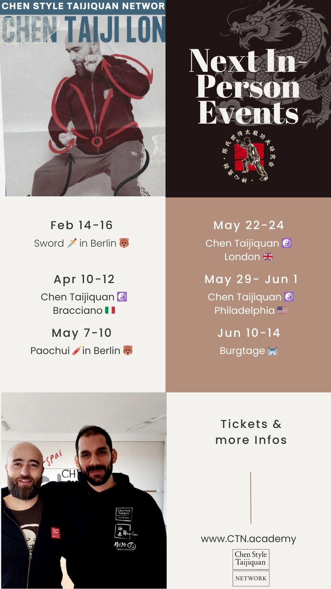 Chen-Style Taijiquan Seminare – erste Jahreshälfte 2026
